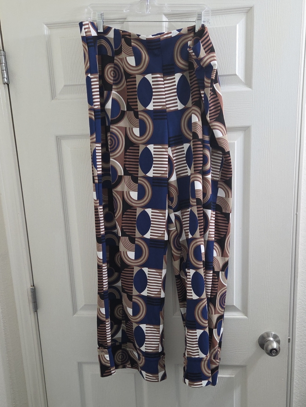 Ashley Stewart Geometric Straight-Leg Pants - Navy & Brown